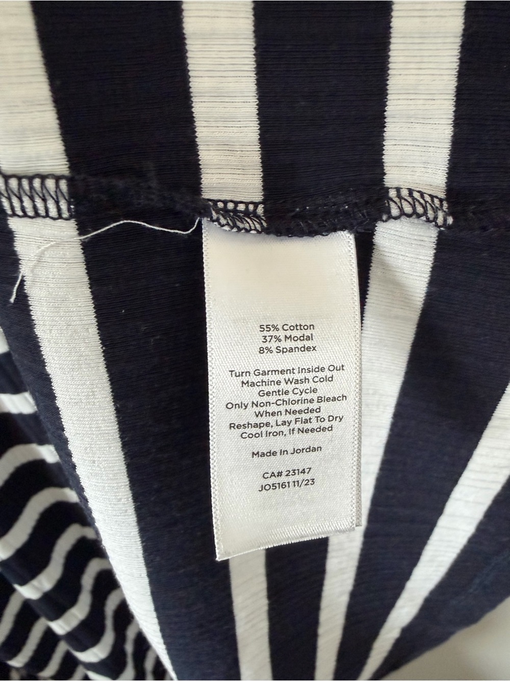 Talbots Navy and White Striped Ribbed Button Cardigan - Picture 3 of 4
